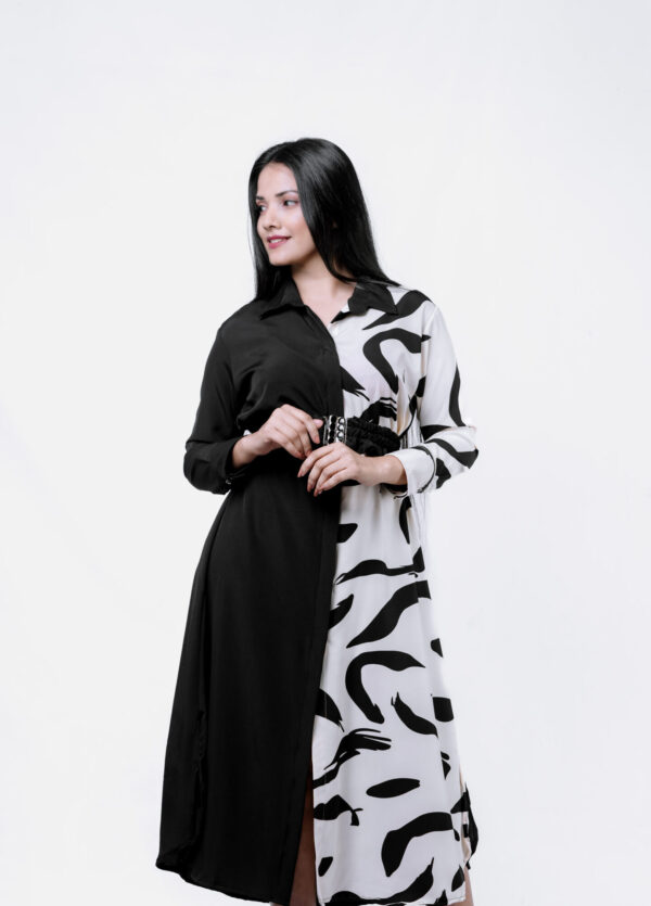 Eclipse Elegance Two Tone Midi Dress