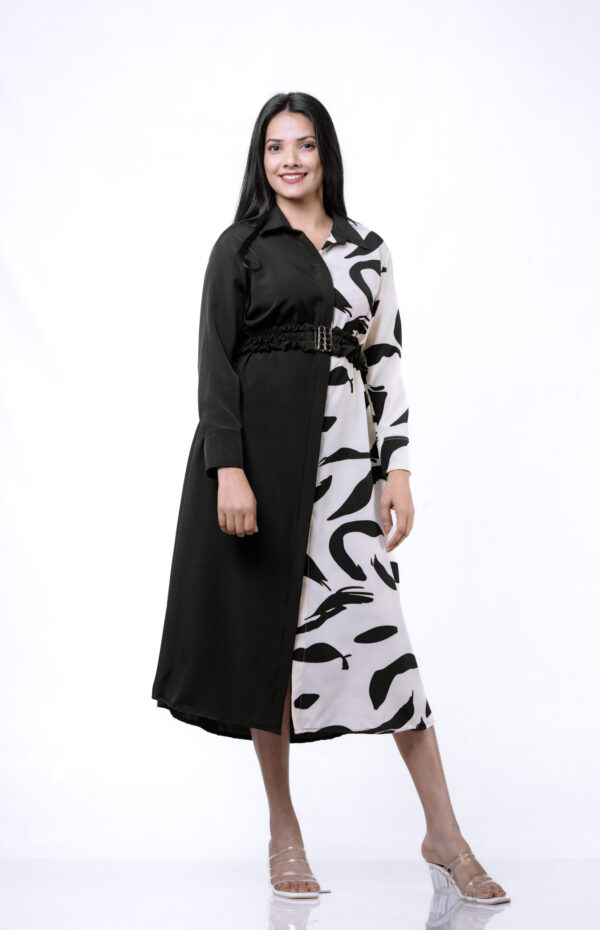 Eclipse Elegance Two Tone Midi Dress - Image 5