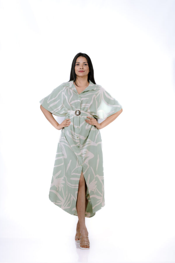 Sage Serenity Belted Maxi Dress - Image 2