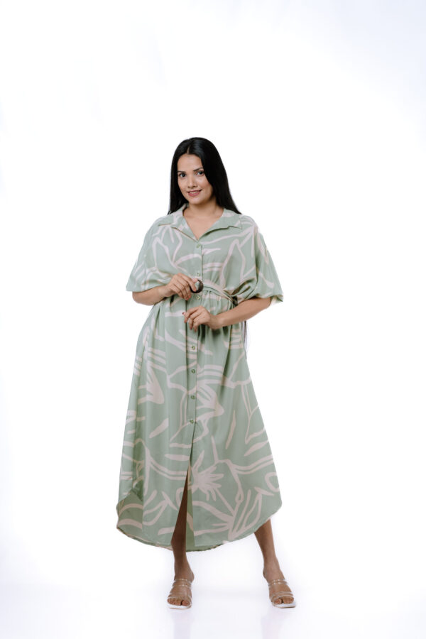 Sage Serenity Belted Maxi Dress - Image 4