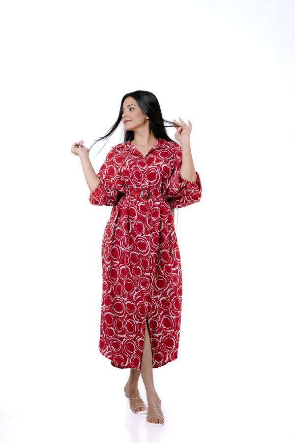 Ruby Radiance Belted Maxi Dress